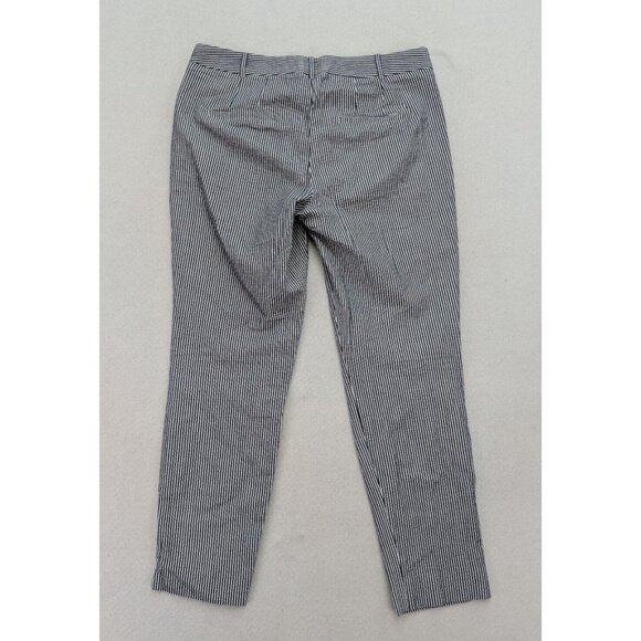 Zara Basic Women's Pants Size 10 Seersucker Striped Ankle - Picture 15 of 16
